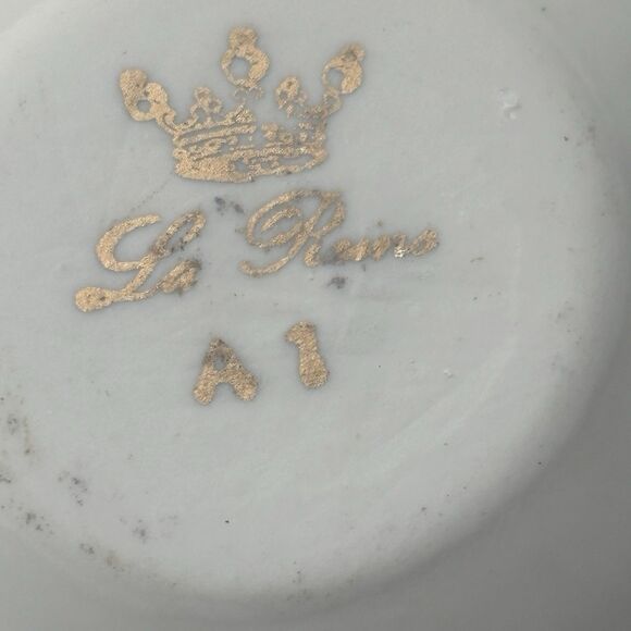 Vtg Limoges France La Reine Courting Couple Miniature Plate Set Magenta Gold - Picture 5 of 7